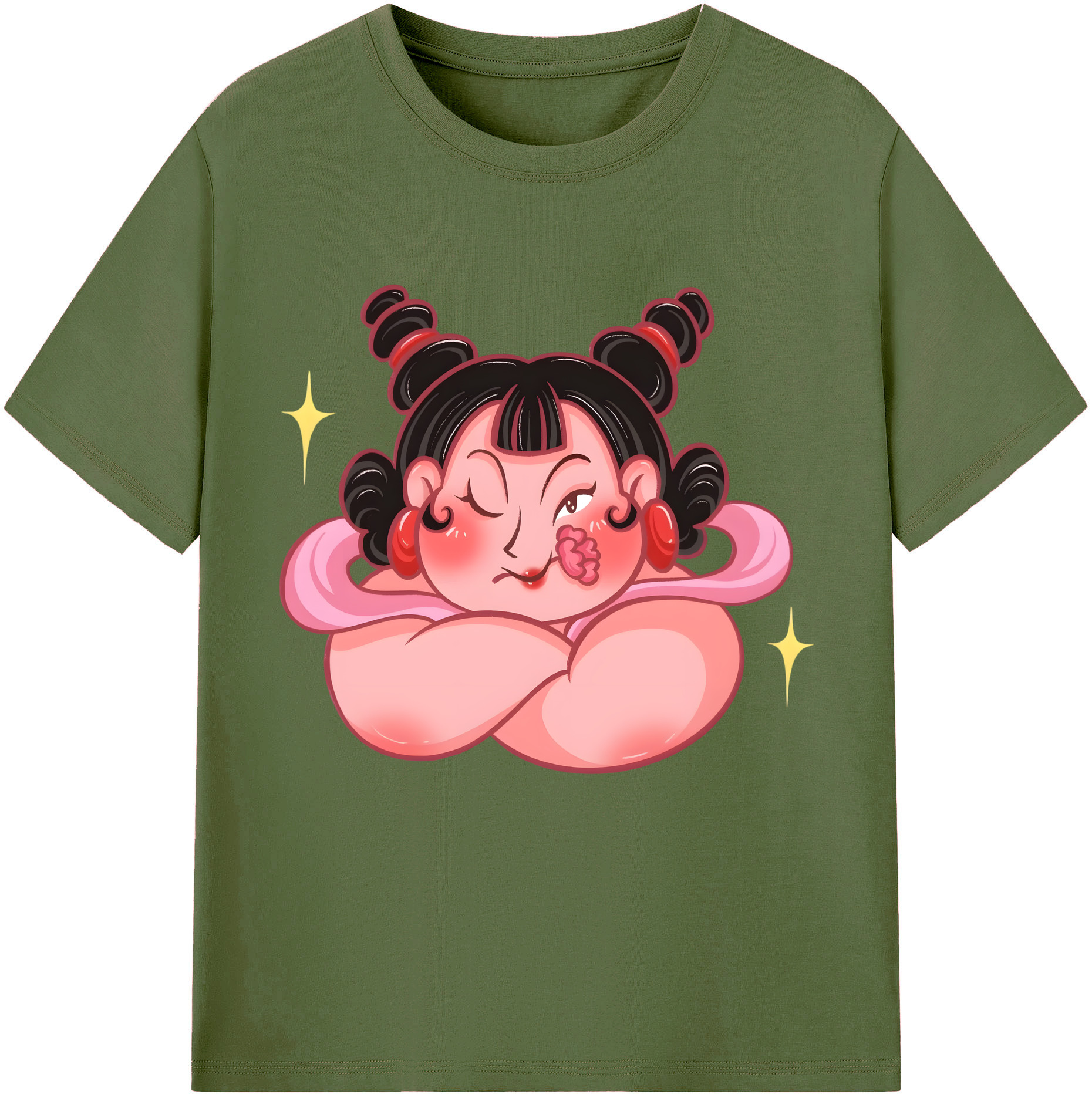 （画像用） Ne Zha 2 ナタ 魔童の大暴れ 綿100％半袖Tシャツ（フロントプリント）